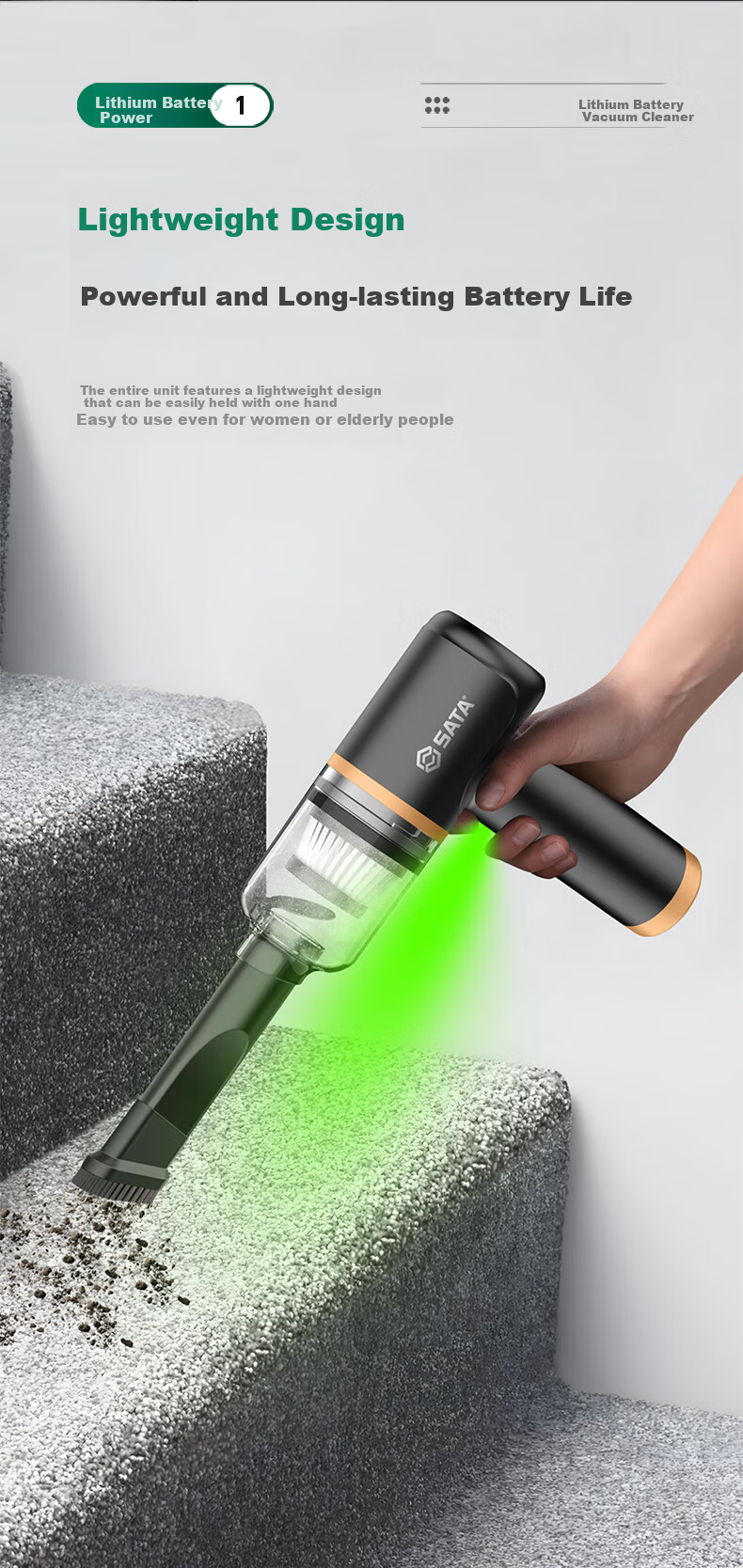 SATA Car Vacuum Cleaner Lithium Battery Handheld Mini Car Use High Suction Wireless Portable Vacuum Cleaner D05135 16