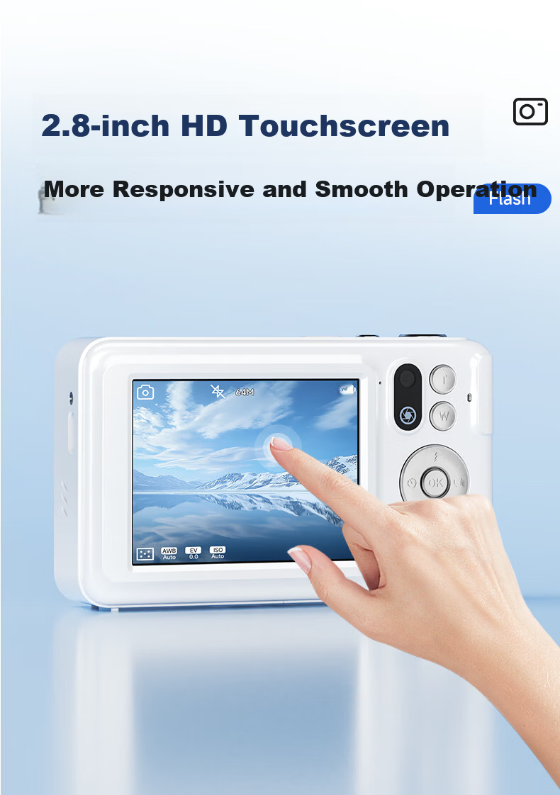 CAIZU Z42 Digital Camera, 96 Megapixels, Dual Front And Rear Cameras, Optical Zoom with Inward-Extending Lens, 5K Video Beauty Alternative CCD Card Camera, Gift for Boys And Girls 12