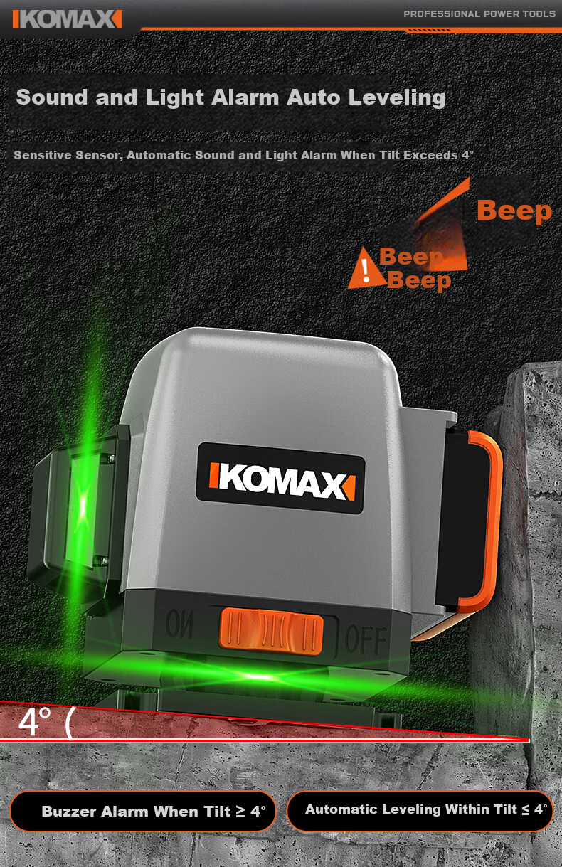 Comais Infrared Level High Precision Strong Light Auto Leveling Green Laser Outdoor Portable Wall-Mount Leveling Instrument 15