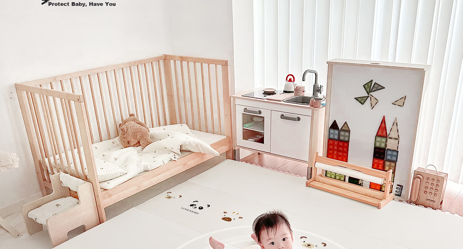 Yuelianggushi LUNASTORY Crawling Mat, Non-Slip Play Mat for Infants, Foldable Mat for Babies, Children's IXPE Anti-Fall Floor Mat, 240*200*4cm 30