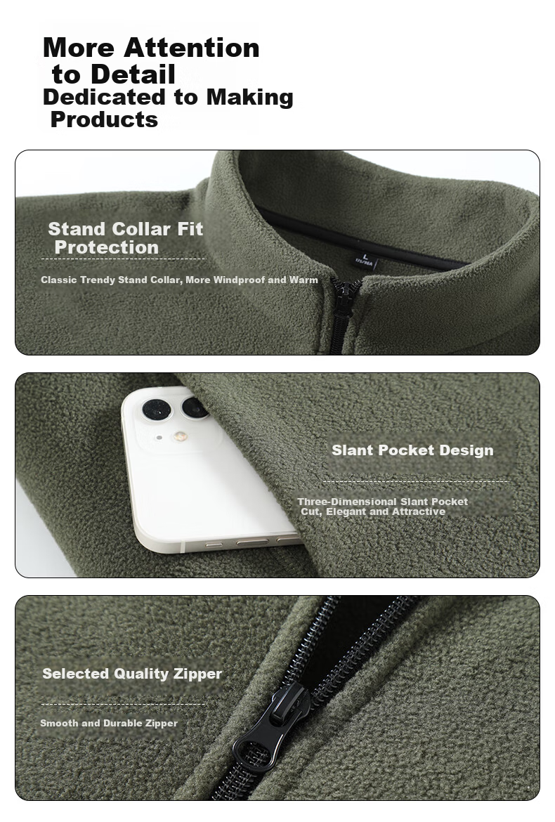 JEEP SPIRIT Men's Winter Outdoor Heated Warmth Double-Sided Fleece Thickened Vest with Stand Collar 6