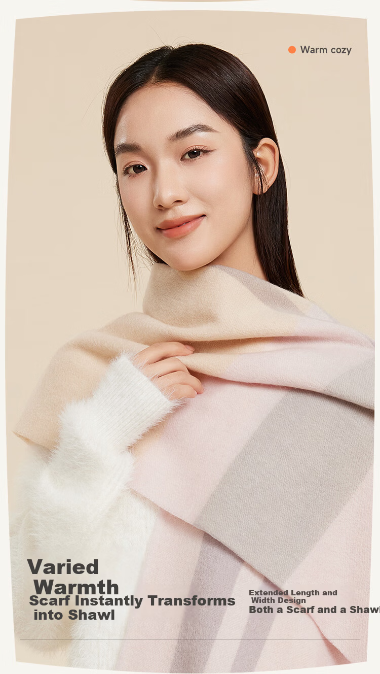 HLA Women's Scarf New Autumn Winter Pure Wool Soft Warm Birthday Gift for Girlfriend 7