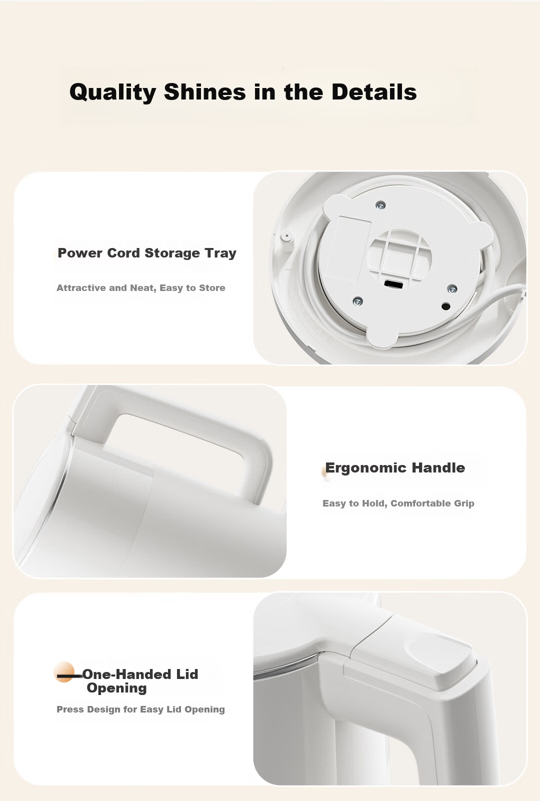 Haier Electric Kettle 1.7L 316L Food-Grade Stainless Steel Seamless Inner Liner Double-Layer Anti-Scald HSK-K617W3 7