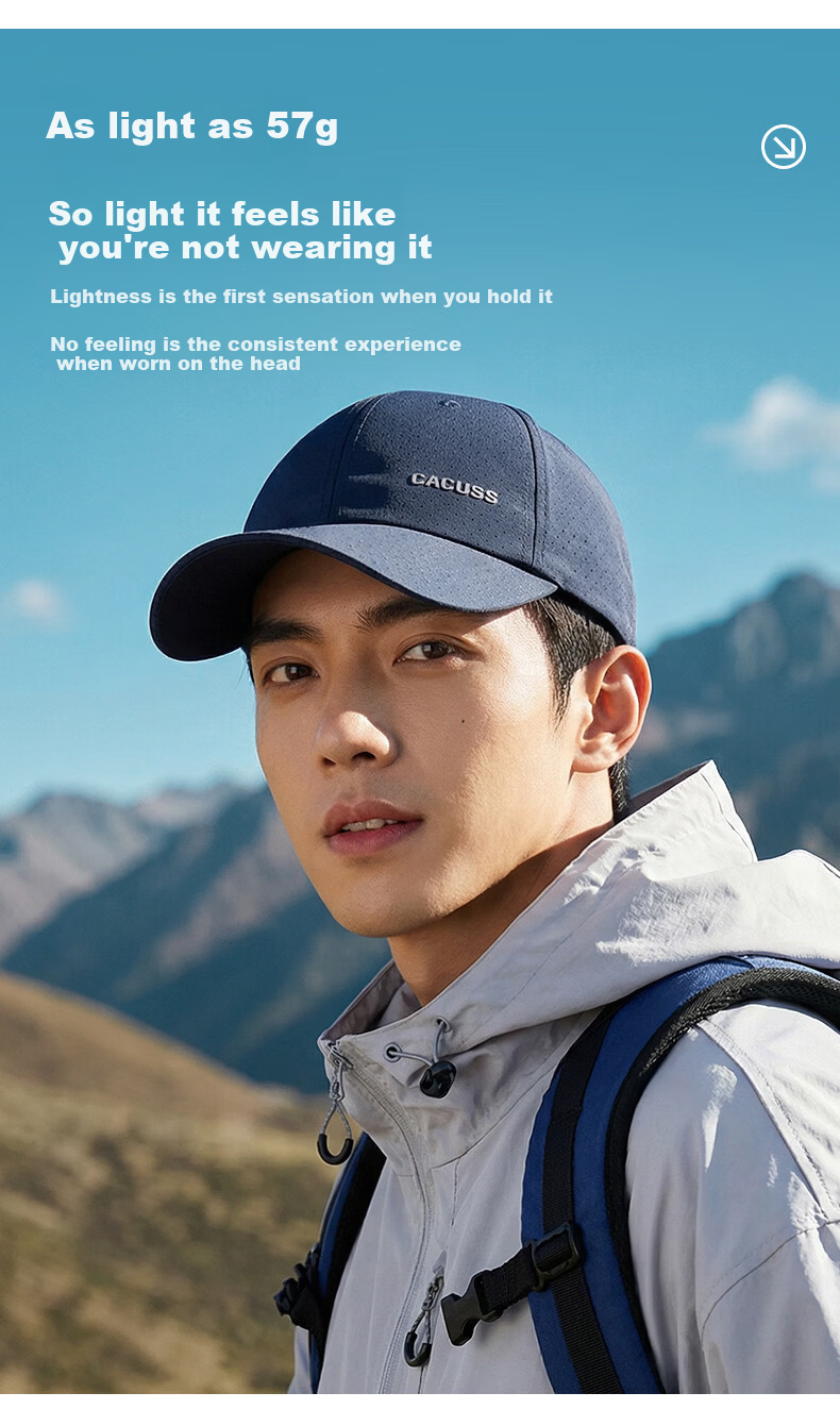 CACUSS Men's Baseball Cap Summer Outdoor Sun Protection Breathable Mountaineering Sports Dark Gray M 3