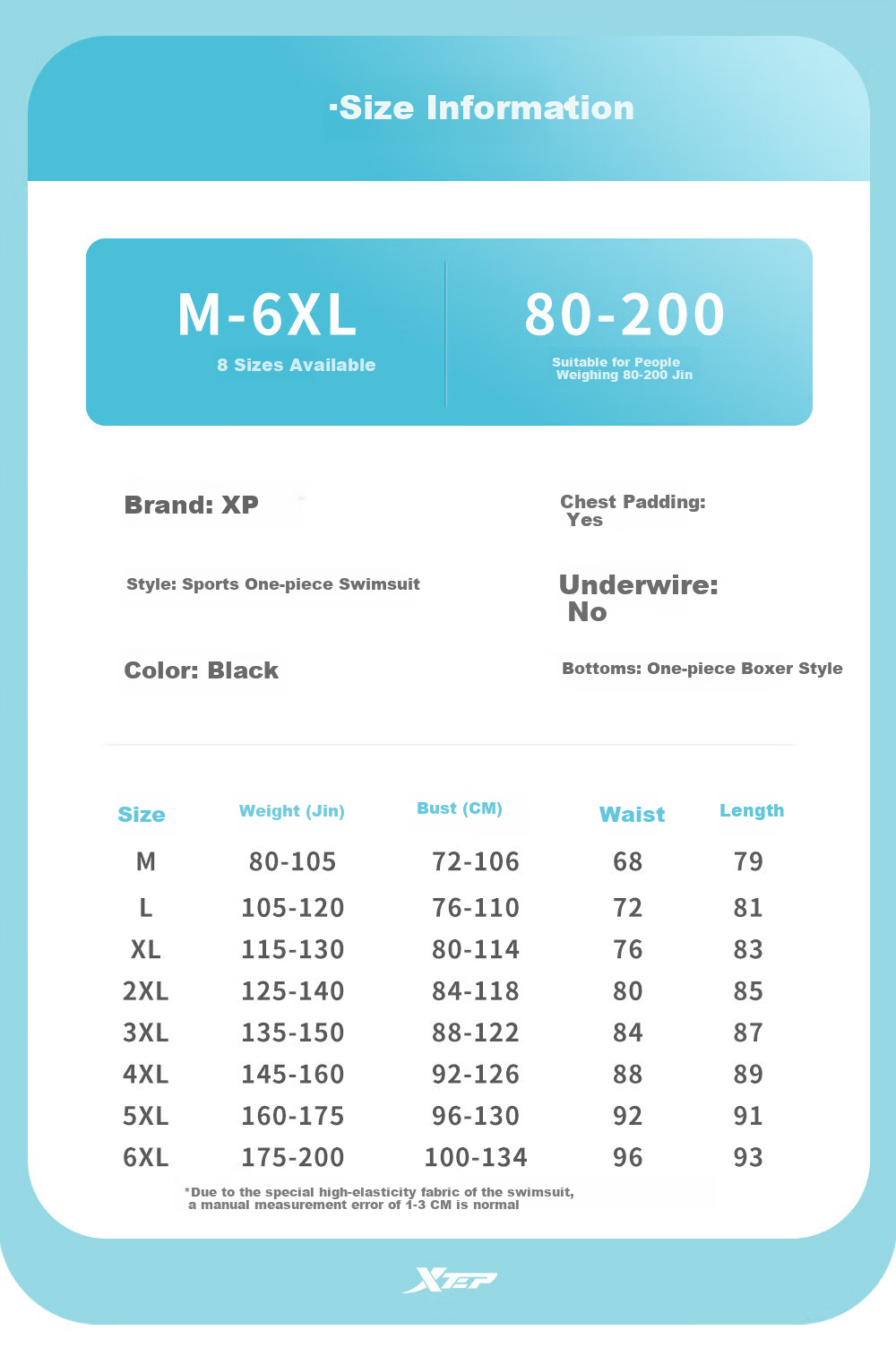 Xtep Women's Professional One-Piece Swimwear Large Size Slimming Conservative Square Leg Swimsuit for Swimming Pool Vacation Hot Spring 4