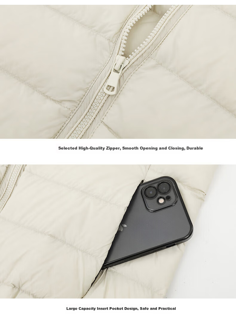 JEANSWEST 2025 Winter Hooded Lightweight Short Down Jacket White Duck Down Warm Comfortable Light Blue XL 19