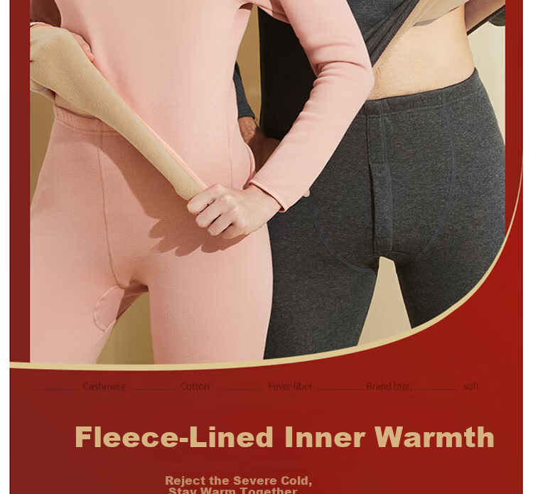 Nanjiren Women's Thermal Underwear Set, Autumn Thermal Top And Bottom, Fleece-Lined, Cold-Resistant, for Young And Middle-Aged Women, Warm Clothing Set, Pink, Size L 4