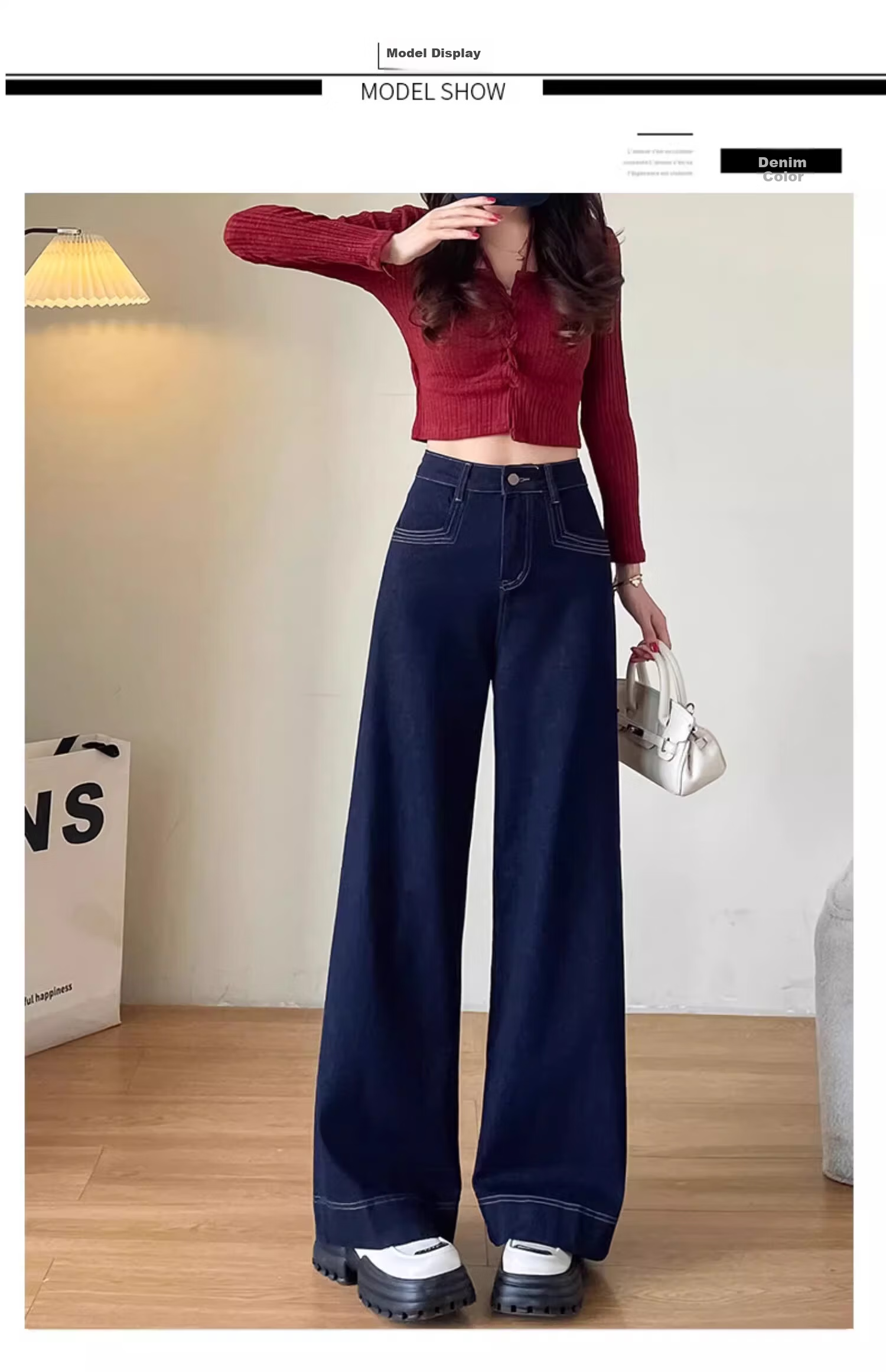 Langsha Denim Blue Jeans for Women Summer Thin 2026 New High-Waist Wide-Leg Pants Petite Hip-Covering Straight-Leg Trousers 10