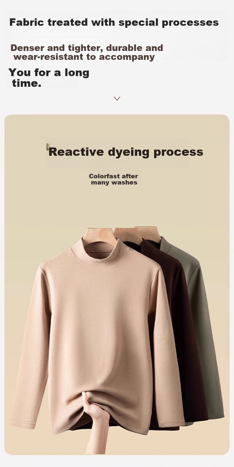 LangSha Thermal Fleece Half Turtleneck Base Layer Shirt【2025 Autumn/Winter New】Antibacterial Men's Thickened Fleece Lined Autumn Wear 11