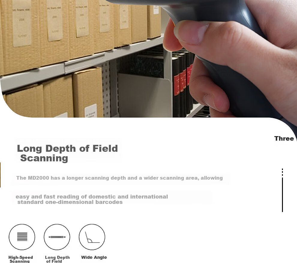 MINDEO MD2000 1D Laser Barcode Scanner Reader 5