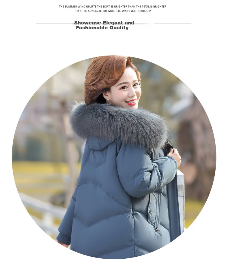 QIUFULUO Women's Winter Warm Down Cotton Jacket for Middle-aged and Elderly Women 50-60 Years Old, Premium Elegant Red Coat 7