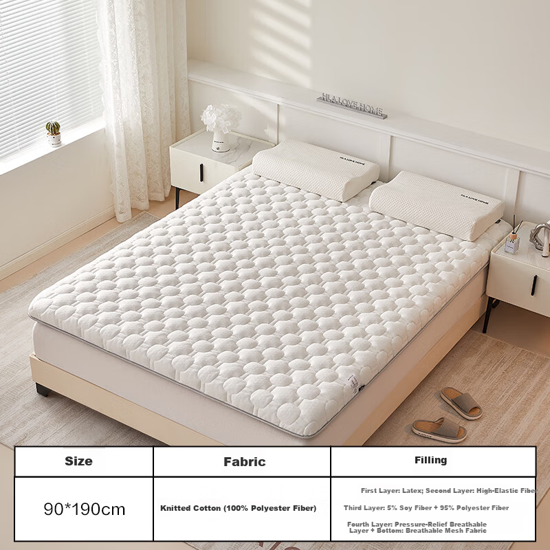 HLA Class A Latex Mattress 0.9m x 1.9m Foldable Dormitory Home Thickened Bed Mat White