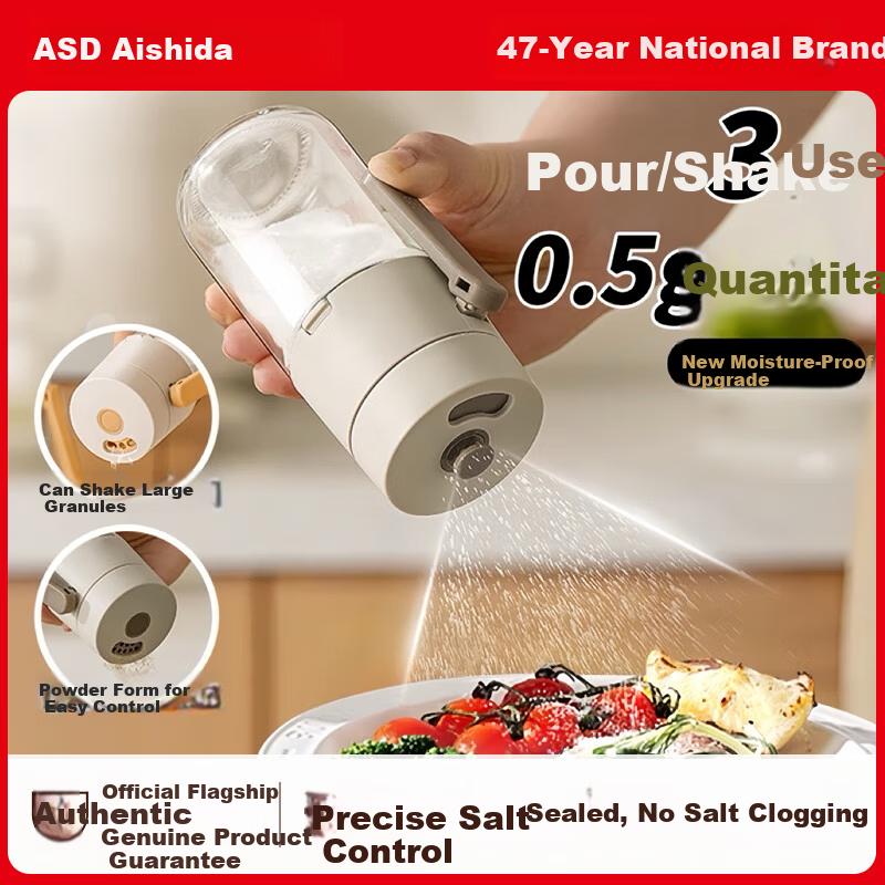 ASD Seasoning Box Measured Salt Container Dual-Use Salt and Spice Jar Kitchen Adjustable Salt Sugar Dispenser