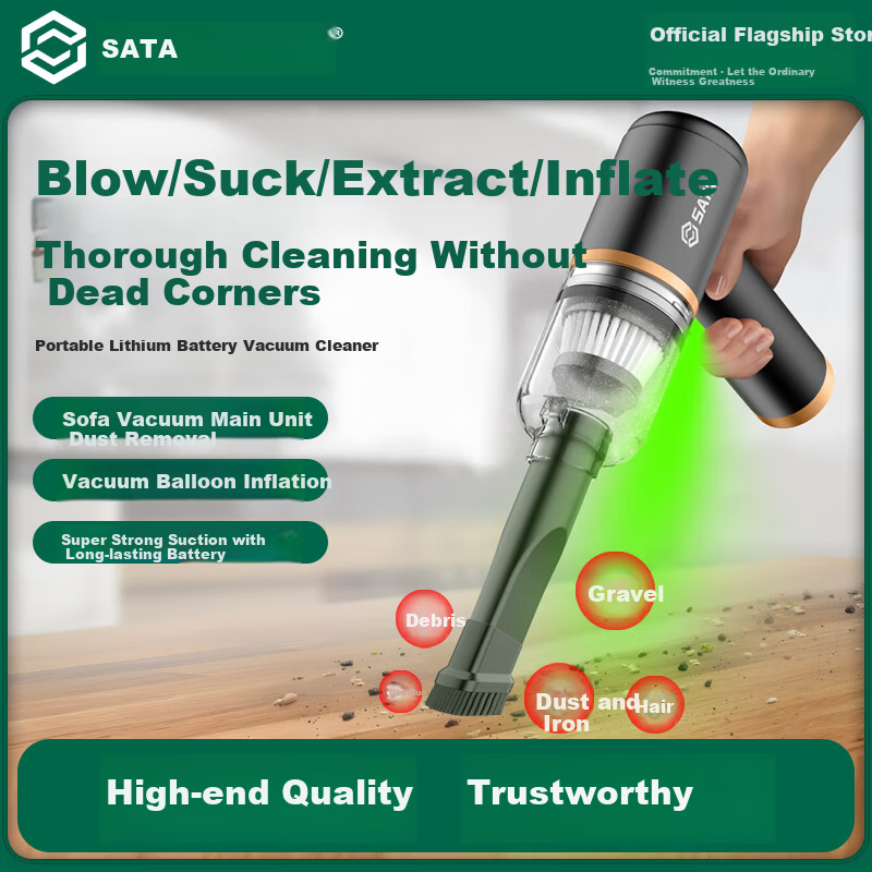 SATA Car Vacuum Cleaner Lithium Battery Handheld Mini Car Use High Suction Wireless Portable Vacuum Cleaner D05135