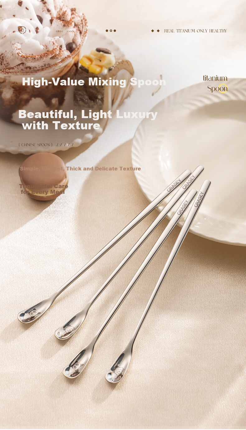Guangyi 316L Stainless Steel Stirring Spoon Long Handle Coffee Stirrer Honey Spoon GY2660 12