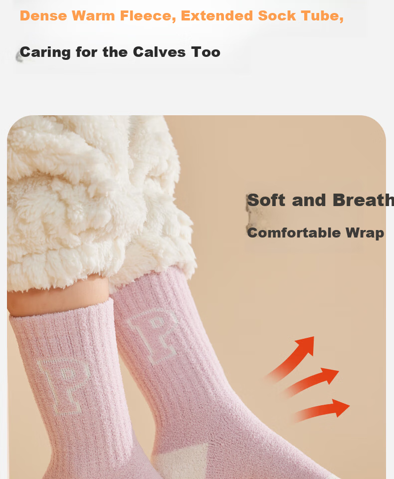 MiiOW Girls' Coral Fleece Warm Thickened Mid-Calf Socks Autumn Winter Kids Plush Socks for Children Students Baby Girls 14