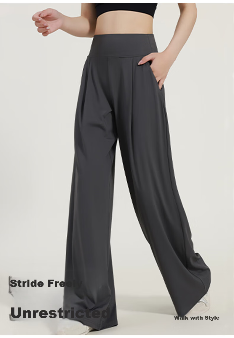 Free Style Women's High Waist Slim Fit Draped Straight Leg Yoga Pilates Outdoor Fitness Training Loose Wide Leg Pants 6
