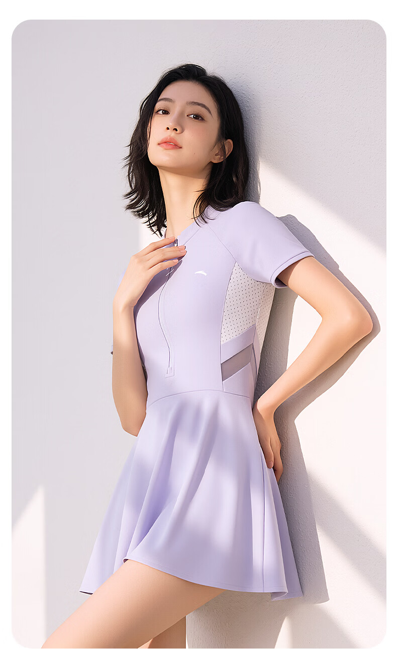 ANTA Women's One-Piece Swimsuit Dress, Conservative Adult Swimwear, Slimming Hot Spring Bathing Suit, Black, Size M 10