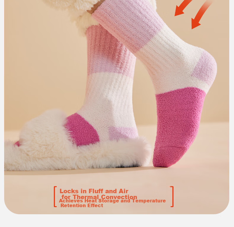 MiiOW Girls' Coral Fleece Warm Thickened Mid-Calf Socks Autumn Winter Kids Plush Socks for Children Students Baby Girls 16