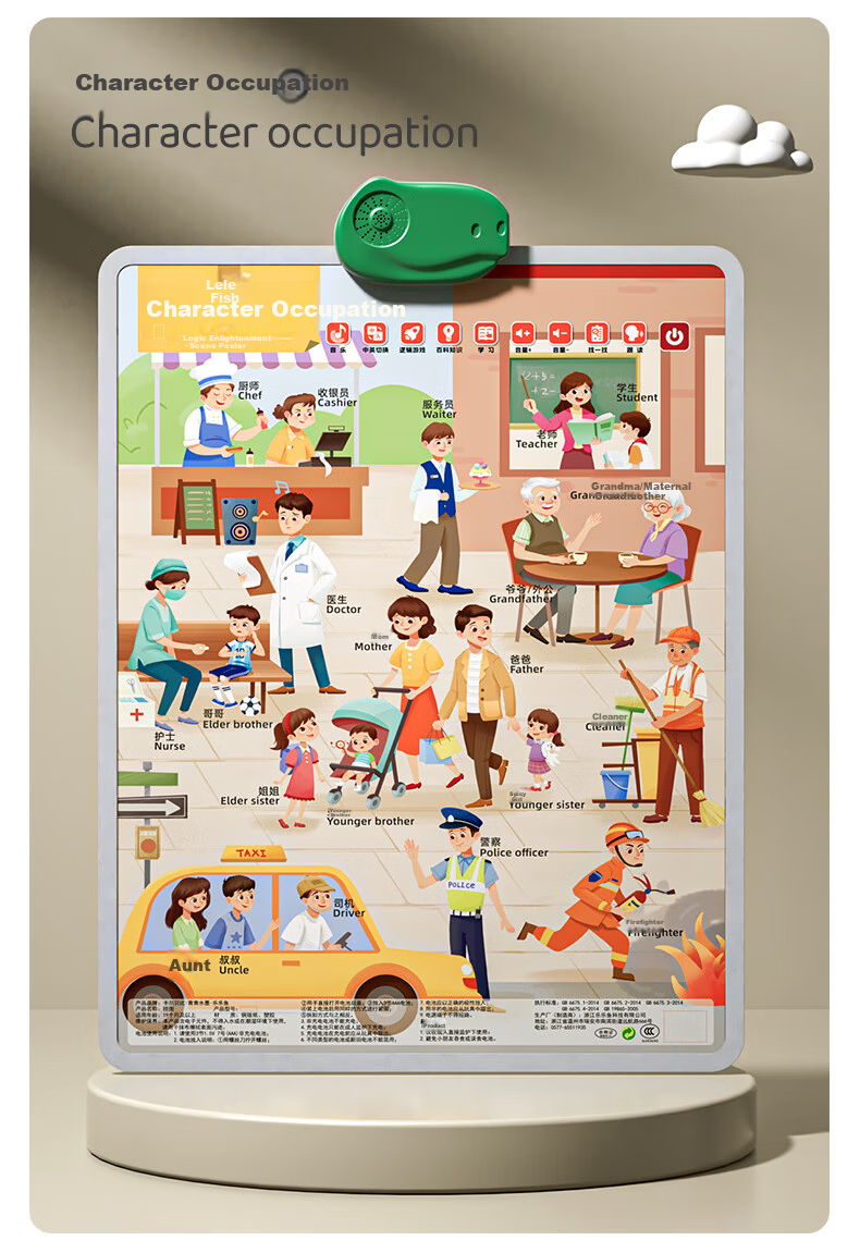 Leleyu Early Education Audio Scene Logic Wall Chart, Baby Cognitive Enlightenment Learning Sticker Toy, Birthday Gift for Boys And Girls 9