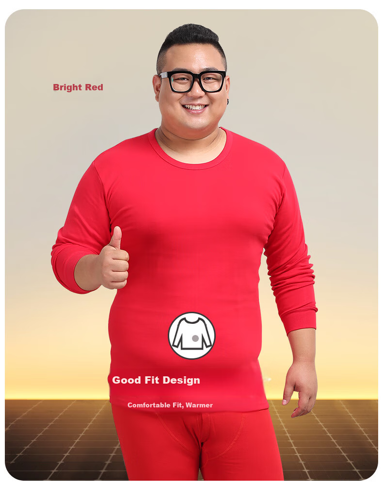Hengyuanxiang Plus Size Autumn Men's 100% Cotton Thin Antibacterial Warm Underwear Set Spring and Autumn 16