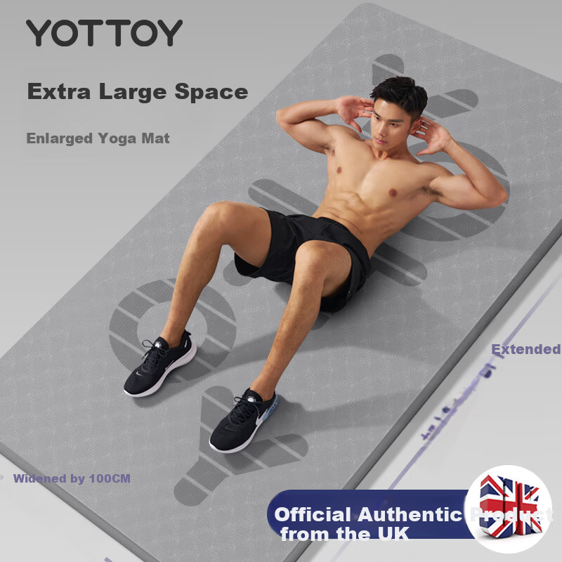 Yottoy Men's Yoga Mat Large Size TPE Thickened Wide Soundproof Shockproof Non-Slip Training Exercise Mat