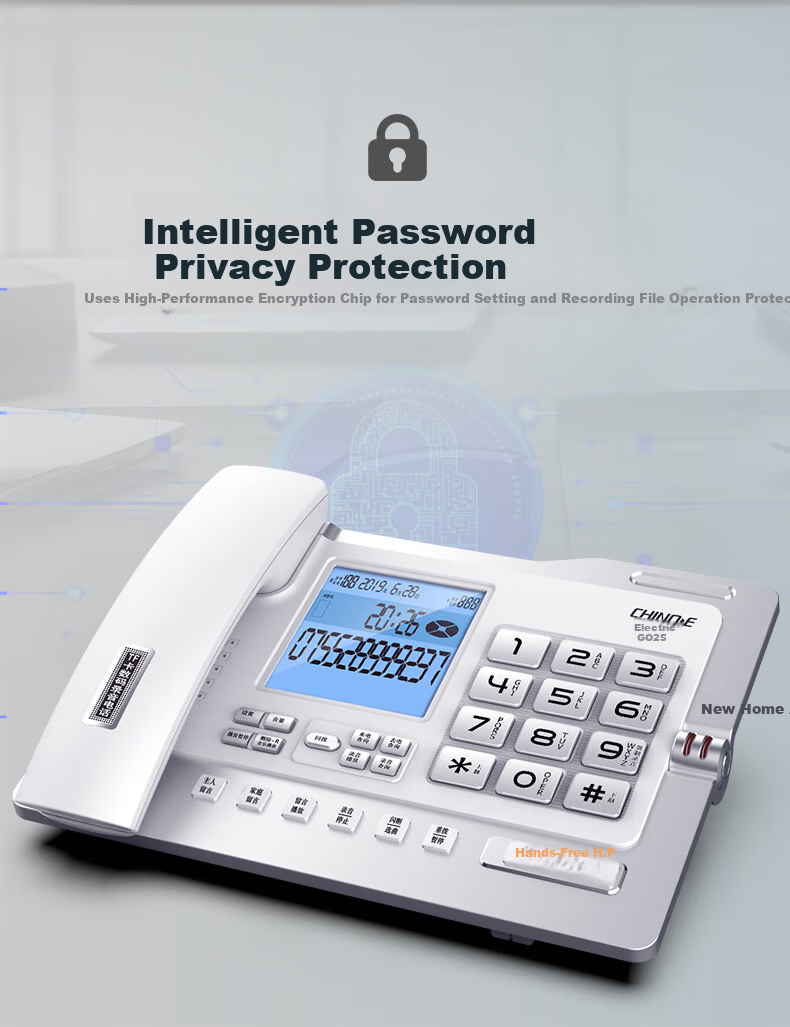 Zhongnuo Recording Landline Phone Smart Automatic Recording 1100 Hours Dual Mode Export Voicemail Hotel Fixed Phone Encrypted G025 Upgrade Version 16GB Card 12