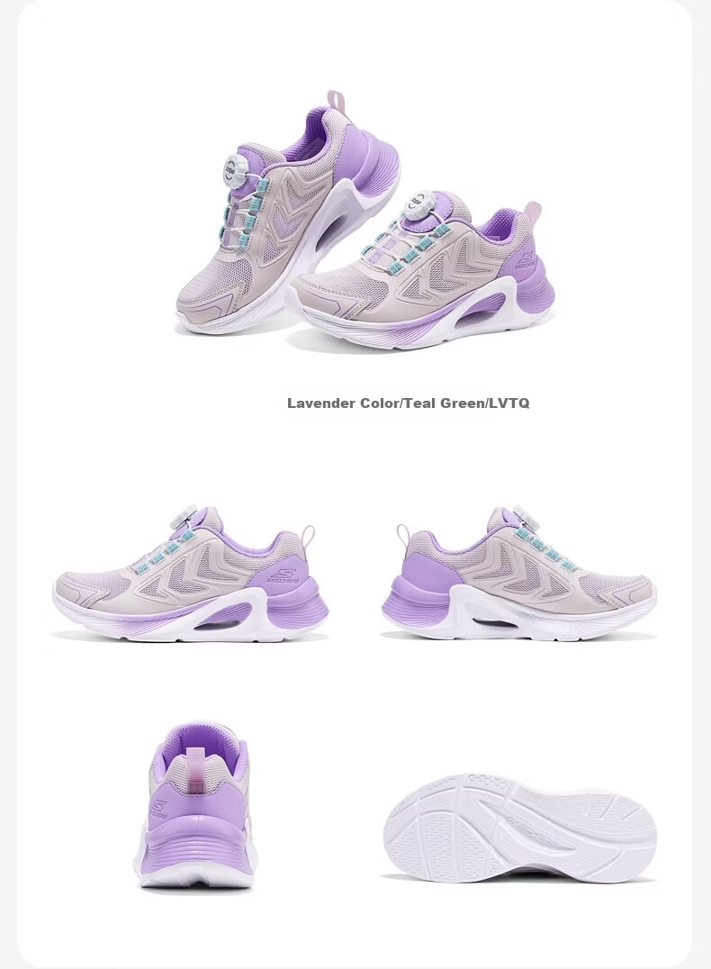 Skechers Kids Wind Valley Lightweight Shock Absorption Spring Girls Non-Slip Wear-Resistant Knob Sports Shoes 319091L 25
