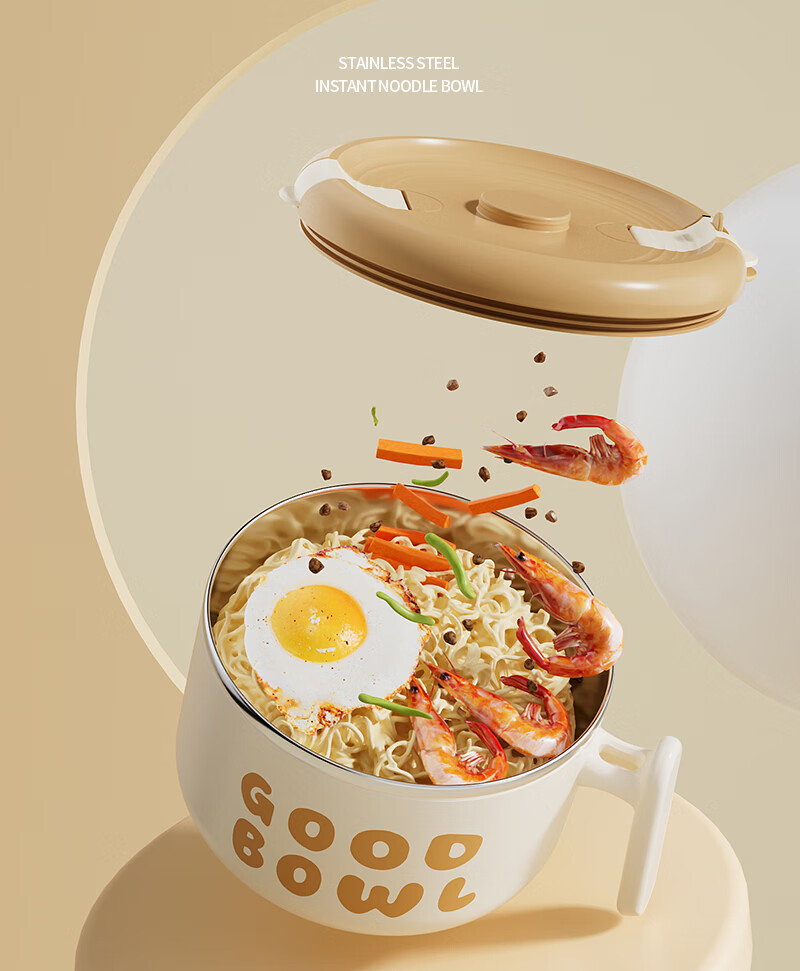 Ymer Large Capacity Stainless Steel Instant Noodle Bowl with Lid and Drainage for Dormitory Students and Office Workers 15