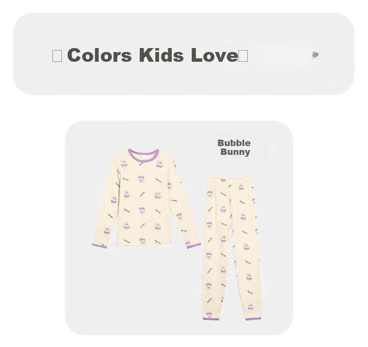 Hodohome Kids Girls Cotton Antibacterial Thin Thermal Underwear Set 7A Round Neck Printed Warm Pajamas 108 150 8