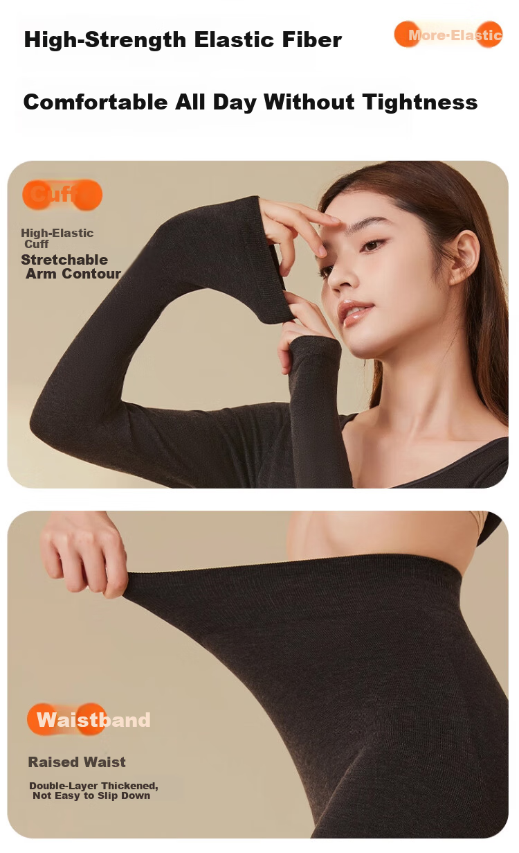 Caiyue Women's Thermal Shapewear Set High-Waist Hip-Lifting Slimming Body Shaping Base Layer Autumn Top and Bottom 14