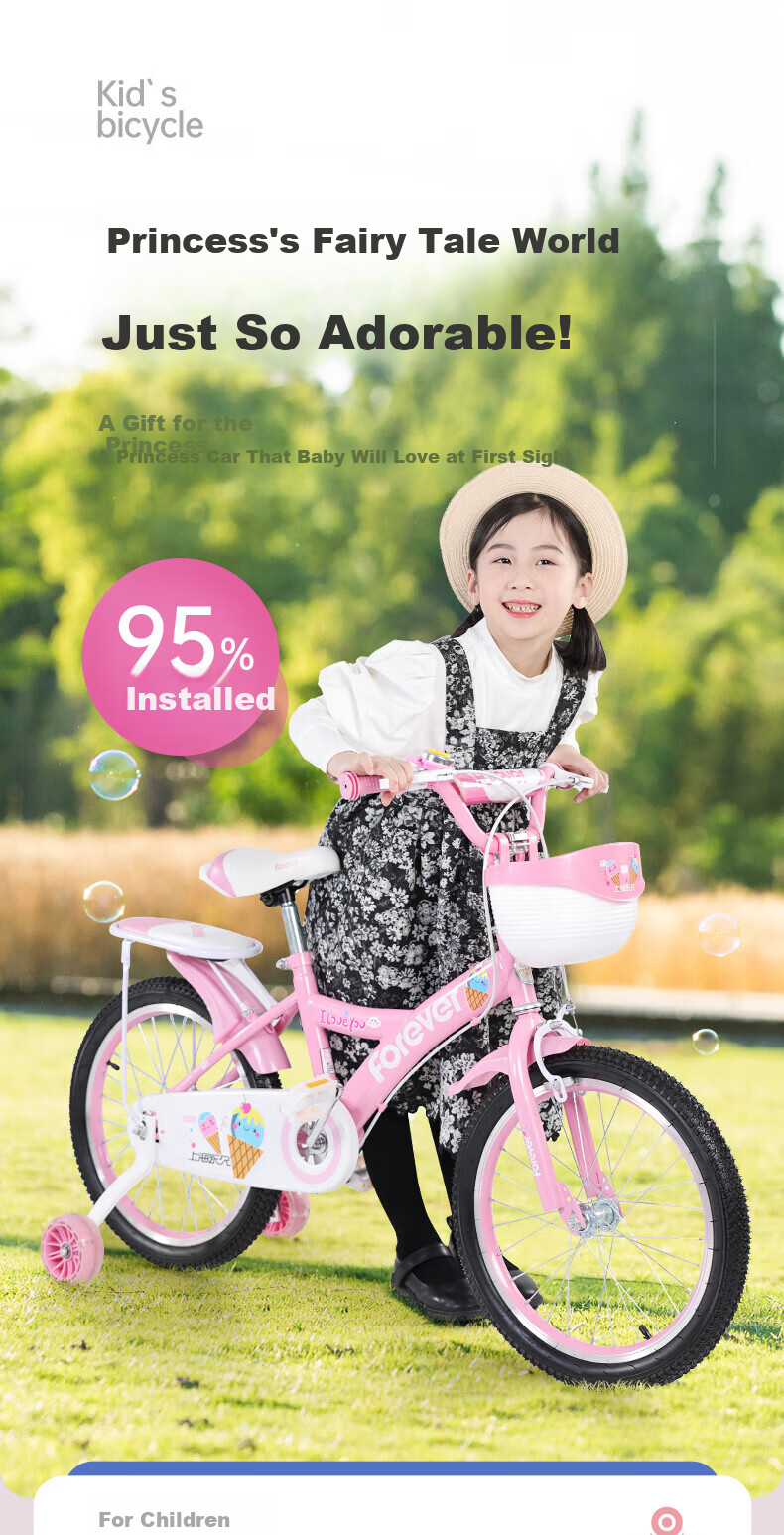 FOREVER Kids Bicycle 14-inch Princess Pink Pedal Bike for Boys and Girls Age 6-10, Suitable Height 95-115cm 4