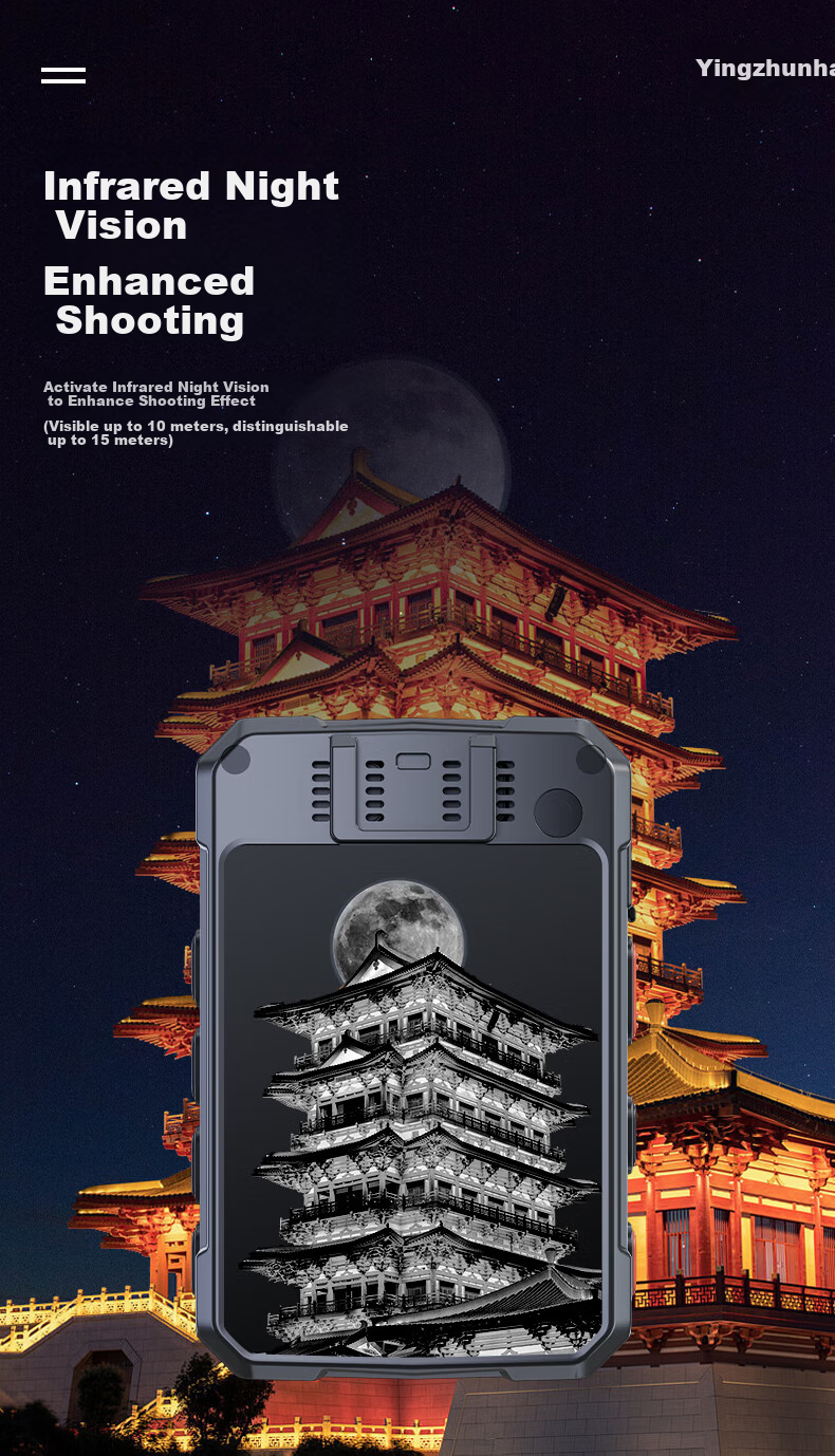 Zhunhang 4G Law Enforcement Recorder with GPS Beidou Positioning Remote Monitoring Audio Real-time Dispatch Camera G5-64G 12