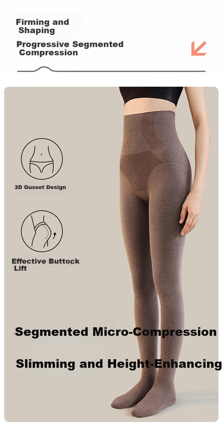 GRACEWELL Women's High-Waist Herringbone Shaping Seamless Thermal Leggings Fleece-Lined Slimming Tights for Autumn and Winter 4