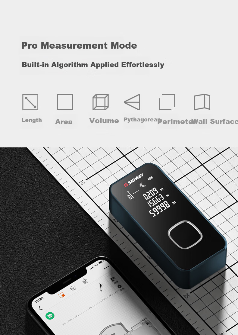Shendawei Laser Distance Meter Infrared Room Measuring Instrument Lithium Electronic Ruler Measurement Tool Mini Exquisite Aluminum Alloy SW-24A 6