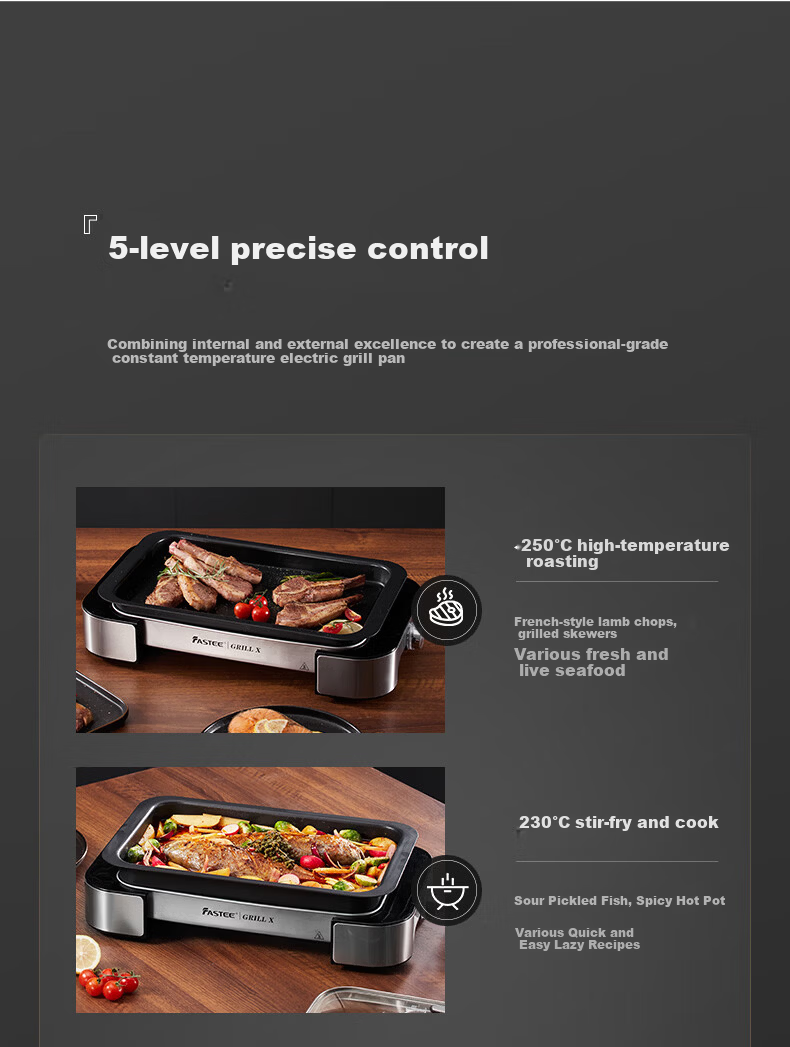 Fastee Electric BBQ Grill Pan Smokeless Home Electric Grill Non-stick Steak Pan Outdoor Fish Grill FST-53A 9