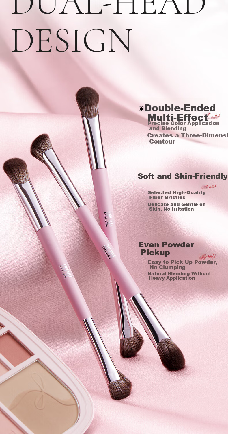 Litchi Double-Ended Contour Concealer Eye Shadow Blending Face Shaping Makeup Brush 1 Piece 4