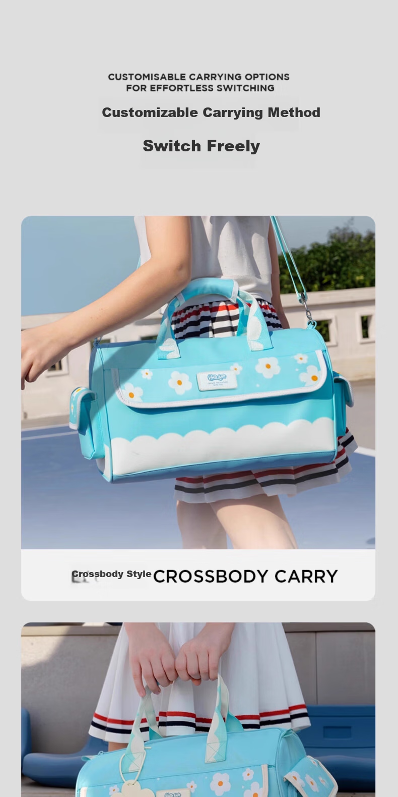 Zoy Zoii Kids Sports Bag Large Capacity Travel Luggage Bag Boys Girls Outdoor Crossbody Storage Handbag Multi-Compartment 3