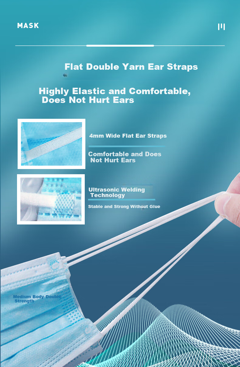ZHONGTI BY-POWER Disposable Mask Independent Packaging Three-Layer Protection H1 Dustproof Mask Factory Workshop Anti-Fog Pollen Allergy Droplet Flu Virus Protective Mask Blue 50pcs/Box 7