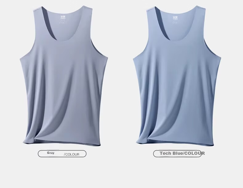 ROMON Modal Men's Vest Summer Thin Ice Silk Seamless Sports Base Vest Gray 3XL 20