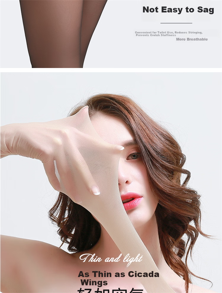 LangSha Stockings Open Crotch No-Drop Sexy Ultra-Thin Sheer Pantyhose for Women, 6 Pairs Pack, 3 Black + 3 Nude 6