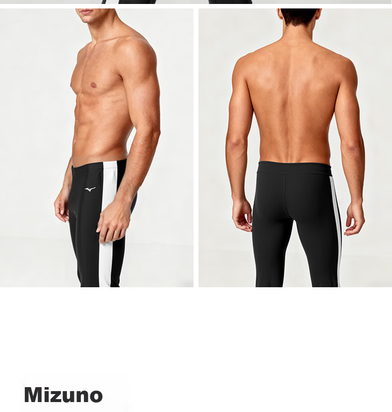 MIZUNO Men's Professional Quick-Dry Long Swim Trunks Sports Fitness Swimming Suit Fashion Plus Size Surfing Suit B1103 Black L 15