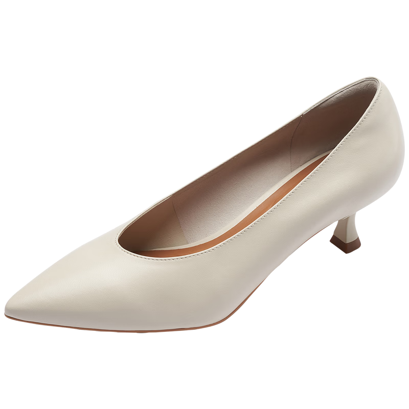Laird 2026 New Comfortable Commuter Office Pointed Toe Lambskin Thin Heel Women's Pumps 52304 Milk Tea Almond BEP 39
