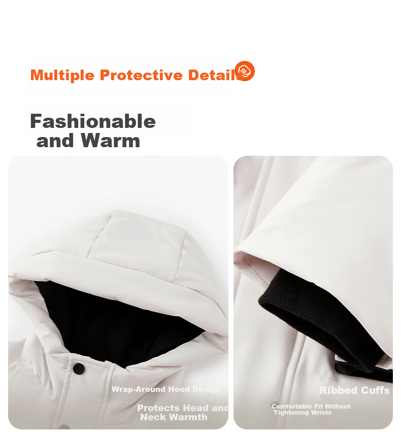 SNOWFLYING Kids Down Jacket Unisex Winter New Mid-Length Thickened Warm Large Children Down Coat Black 130 7