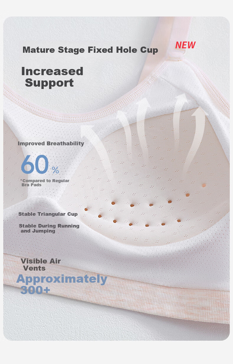 Xueqiman Girls Youth Development 7A Antibacterial Breathable Sports Lightweight Non-Padded Non-Slip Junior High School Bra 3
