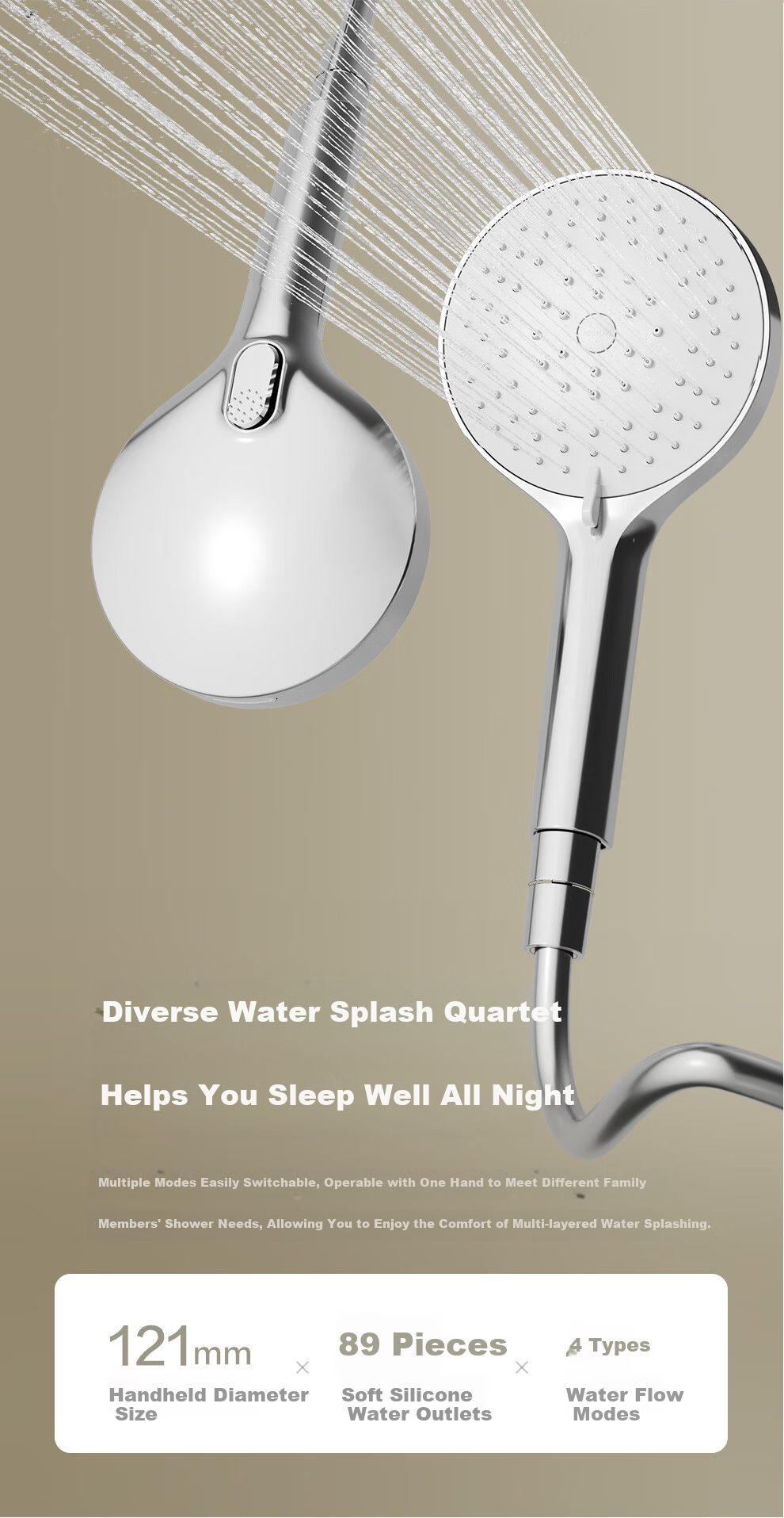 ARROW K150 Shower Set Three-Function Pressurized Spray Head Piano Key Giant Screen Top Spray AE33192MZCP 8