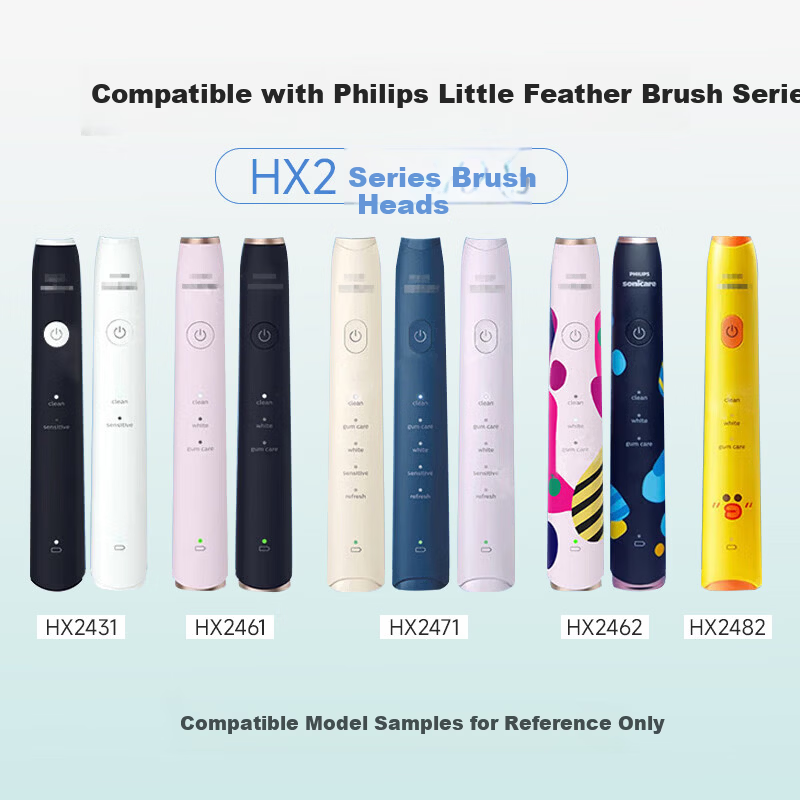 Dongnailun Compatible Philips Electric Toothbrush Heads HX2431 HX2471 HX2421 HX2461 HX2451 HX2482 HX2481 HX2491 Universal HX2 Series Electric Toothbrush Heads