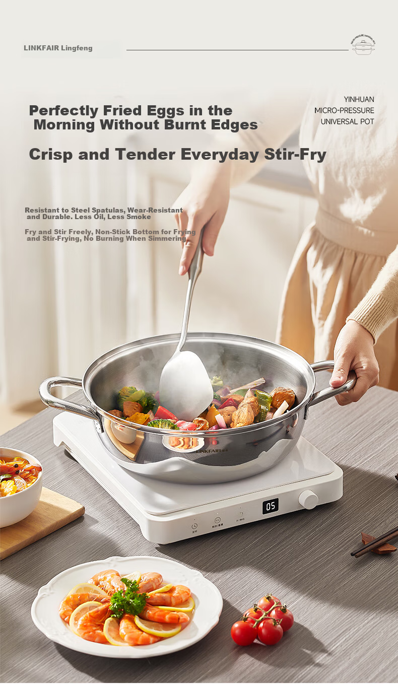 LINKFAIR Stainless Steel Steamer Pot Double-Layer Multi-Function Steaming Boiling Stewing Cooker Compatible with Gas and Induction Cooktops 10