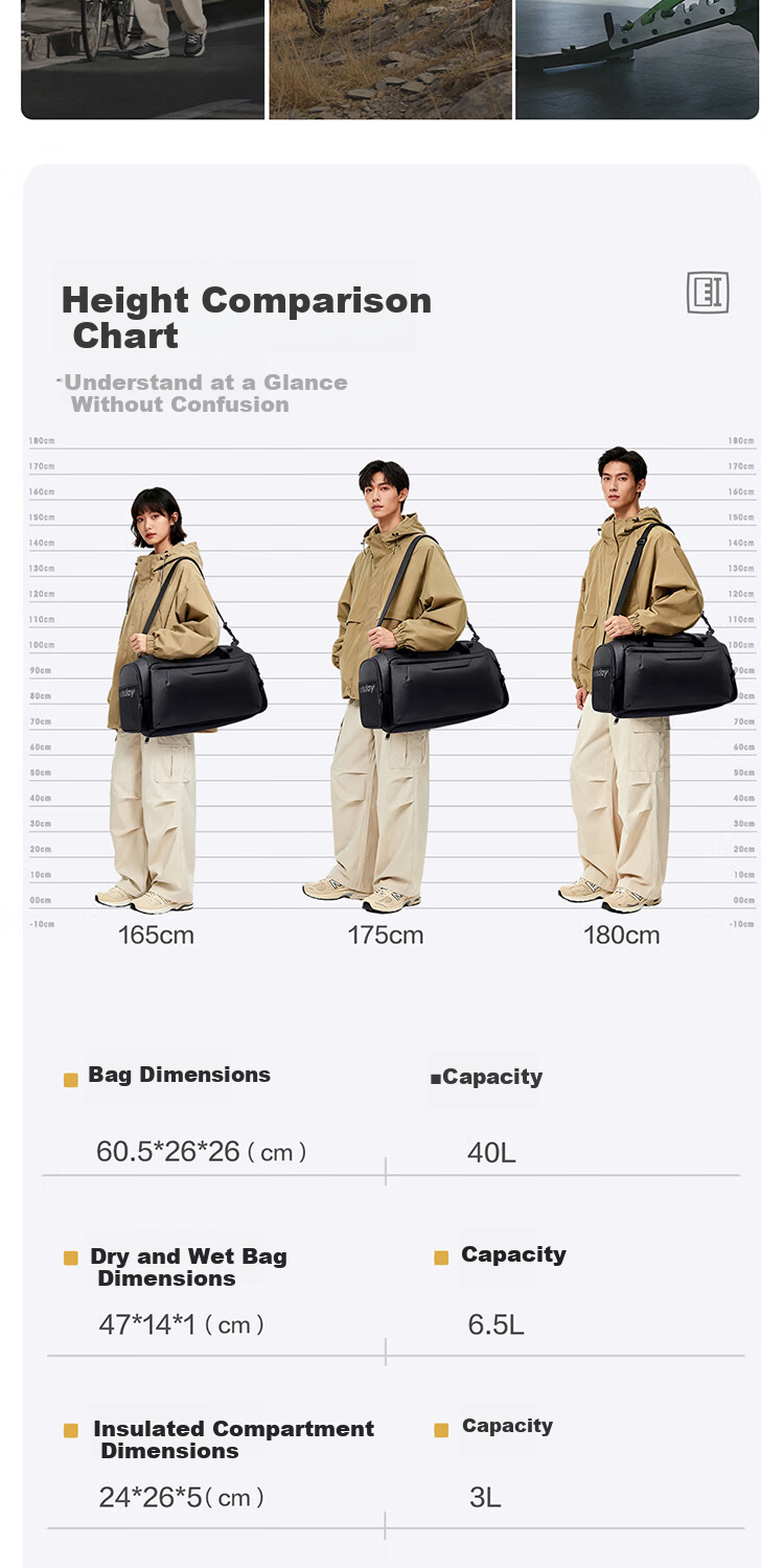HLA Men's Large Capacity Multifunctional Travel Bag Handheld Backpack Shoulder Crossbody Bag for Business Trip Travel Sports Fitness 7