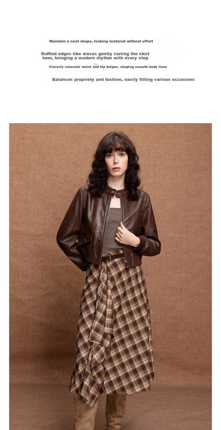 Demana [Hong Kong Style] Autumn Korean Design Irregular Ruffle Decor Mid-Length A-Line Women's Skirt 5